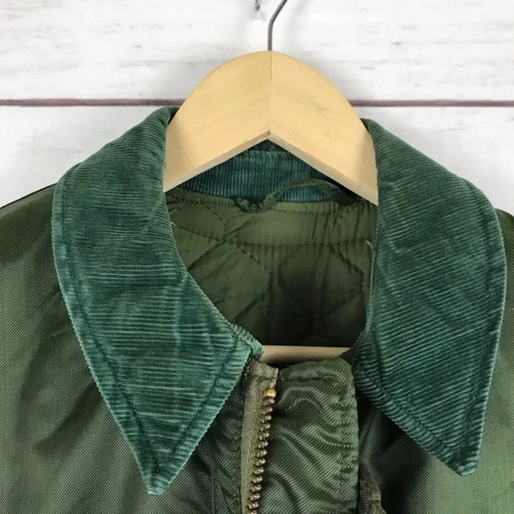 Vintage 1960s Military Field Scovill Corduroy Quilted Lined Jacket